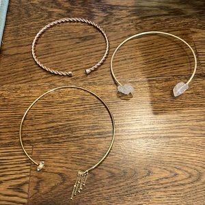 Set of 3 cuff necklaces/chokers